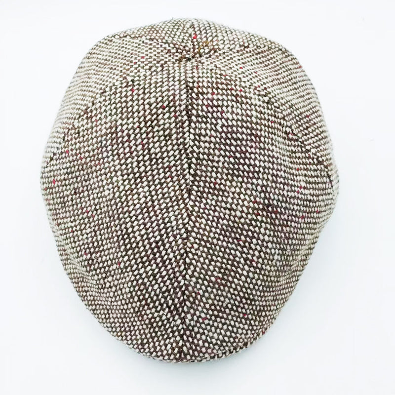 Beige woolen tweed newsboy winter hat