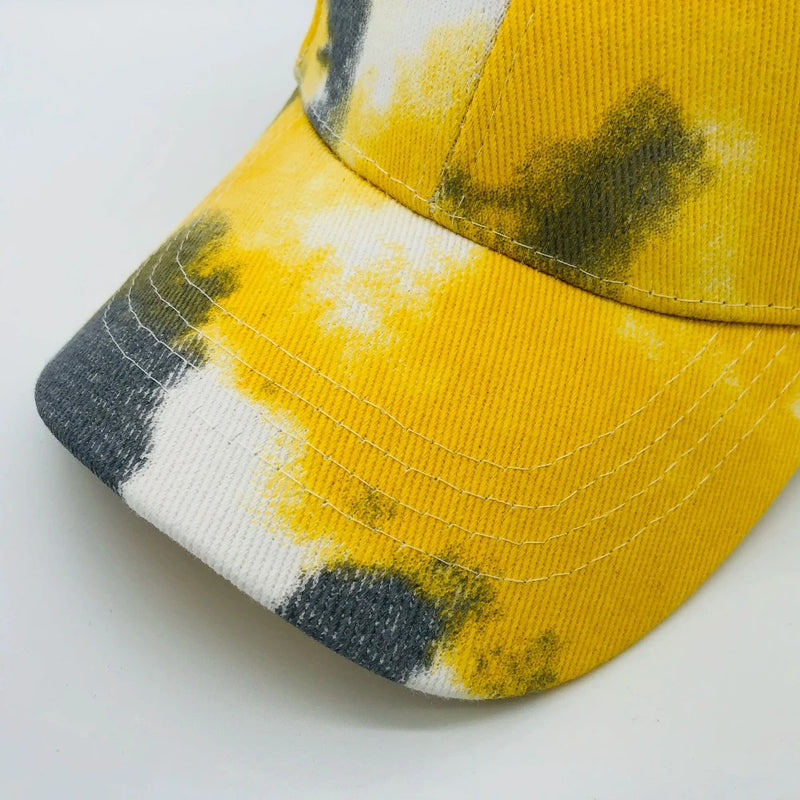 fabric details of tie-dyed hat